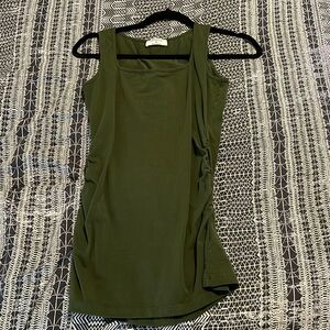 Square neck cinched maternity tank (Size M - Olive Green)
